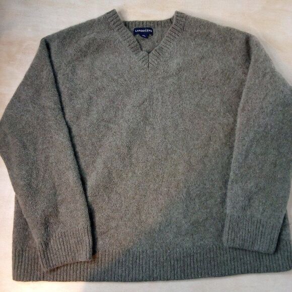 Lands' End V-Neck Cashmere Wool Sweater - Picture 2 of 7